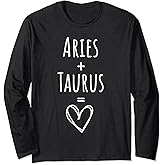 Aries and Taurus Couple Matching Zodiac Sign Long Sleeve T-Shirt