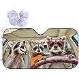 Begarm Three Funny Raccoons Animals Windshield Sun Shade for Car SUV Truck(51"" X 27.5"") Front Window Sun Shade Visor Shield Cover (Upgrade Hardened)