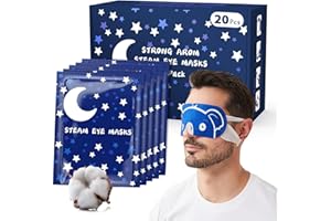 ZHENYEMEI 20 Packs Men's Steam Eye Mask,Heated Eye Mask for Dry Eyes Dark Circles Puffy Eyes,Disposable SPA Warm Compress,Travel Essentials & Relaxation Gifts for Men|Teacher|Dad|Boyfriend|Family(Unscented)
