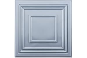 Art3d Decorative Drop Ceiling Tile 2x2 Pack of 12pcs, Glue up Ceiling Panel Square Relief in Gray