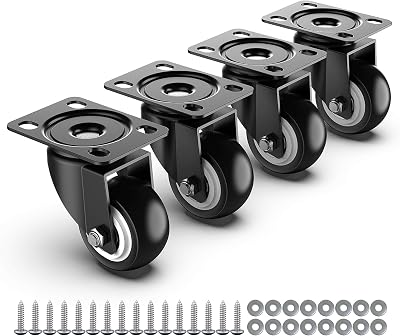 HOLKIE 50mm Furniture Castor Wheels Set of 4 Heavy Duty 250kg Smooth Silent