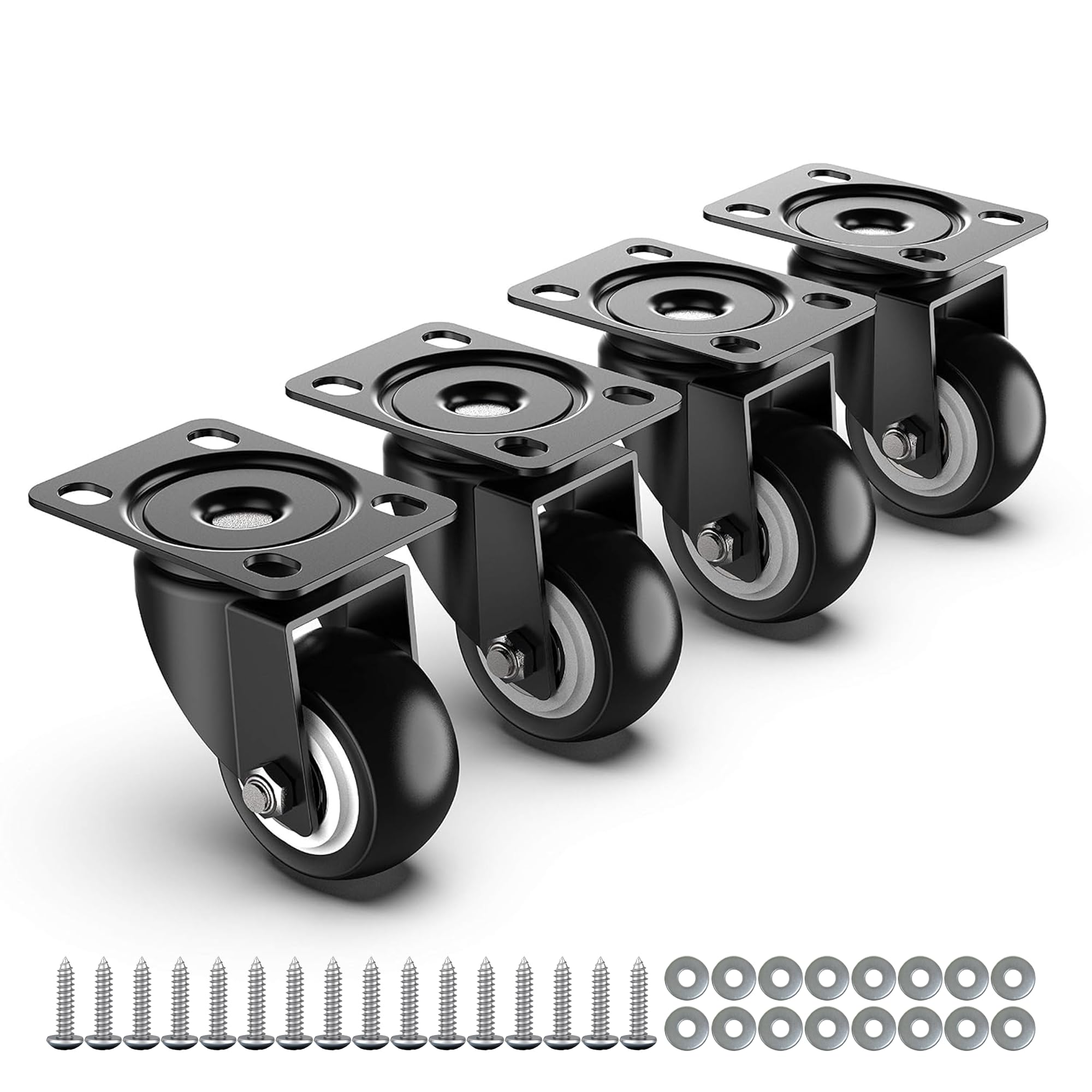 HOLKIE 50mm Furniture Castor Wheels without Brake - Total Capacity 250kg - Smooth & Quiet Wheels - Heavy Duty Castors for Furniture (Set of 4)