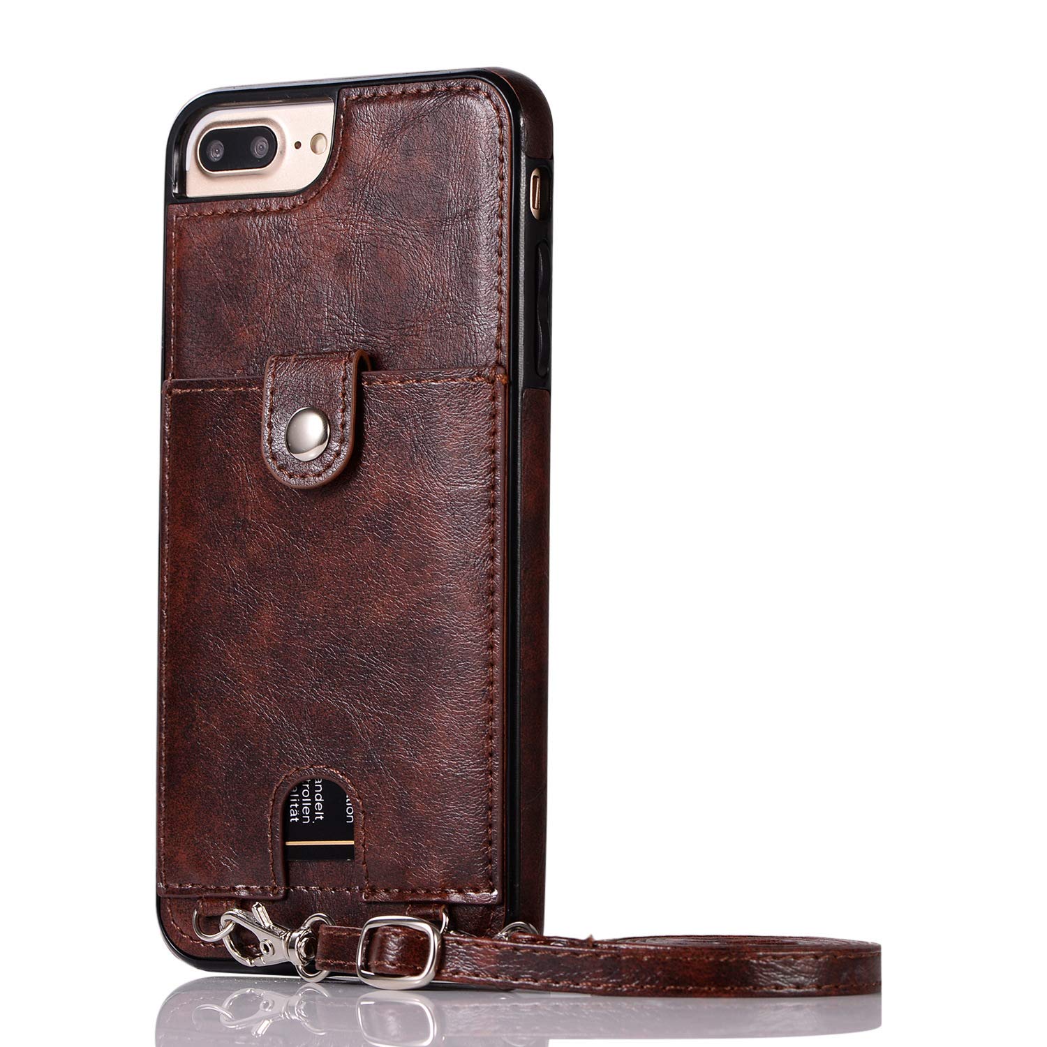 Crossbody iPhone 8 Plus 7 Plus PU Wallet Cover Card Holder Slot