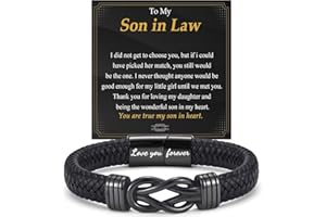 OAVOOK Gifts for Teen Boys, Men Leather Bracelets Braided Cuff Infinity Knot Jewelry for Birthday, Christmas, Fathers Day, Wedding