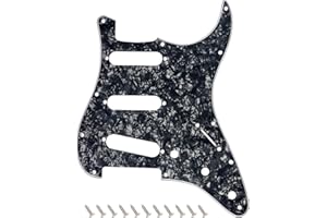 Banworks 4 Ply Strat SSS Pickguard 11-Hole Electric Guitar Pickguard Scratch Plate for USA/Mexican Fender Modern Style Standard Stratocaster ST JT/HB-01 Black Pearl