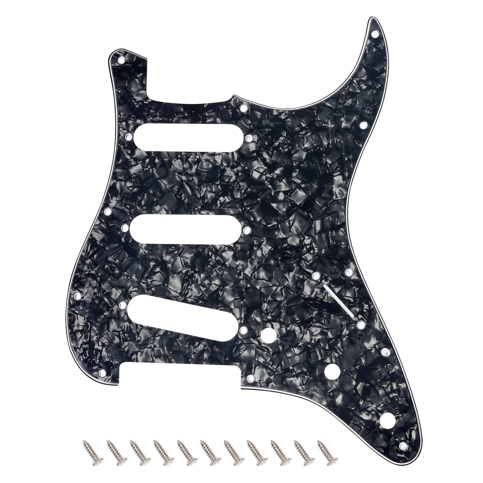 Banworks 4 Ply Strat SSS Pickguard 11-Hole Electric Guitar Pickguard Scratch Plate for USA/Mexican Modern Style Standard Stratocaster ST JT/HB-01 Black Pearl — image 1