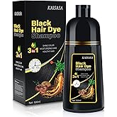 IIIMEIDU Hair Dye Shampoo for Gray Hair Coverage, 3 in 1 Natural Black Dye for Women Men, 500ml