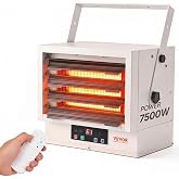 VEVOR Electric Garage Heater, Fan-Forced Wall/Ceiling Mount Shop Heater | For Workshop, 7500-Watt Digital Fan-Forced Wall/Ceiling Mount Shop Heater, Hardwired Heater with 9-Hour Timer, ETL Listed