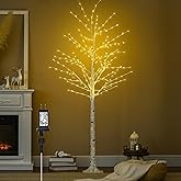 CAMANTU 6FT Lighted Twig Birch Tree with Fairy Lights, 260 LED Birch Tree Lights with Timer for Indoor Outdoor Home Bedroom Party Christmas Decoration, Plug in
