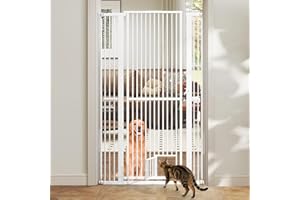 Giantex 67.5'' Extra Tall Pet Gate for Large Dogs & Cats, Adjustable 30.5''–41'' Wide Dog Gate with Small Pet Door, Extension