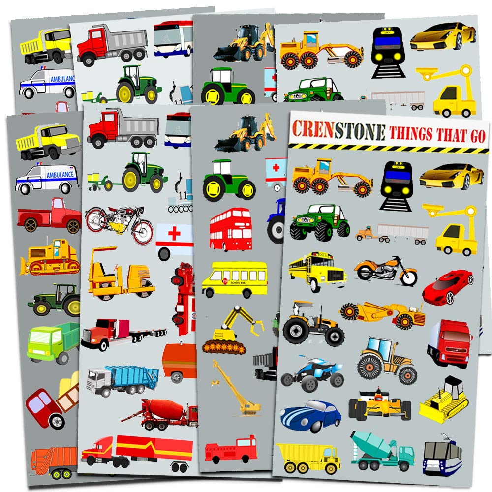 Cars and Trucks Stickers Party Supplies Pack Toddler -- Over 160 Stickers (Cars, Fire Trucks, Construction, Buses &amp; More!)