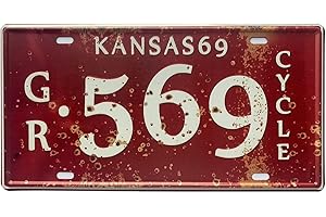 ROOKOPR Kansas License Plate Vintage Kansas License Plate Aluminum Novelty Car Decor Licen se Plate s 12"x6" Front of Car Decorative Retro Rusty L icense P Late