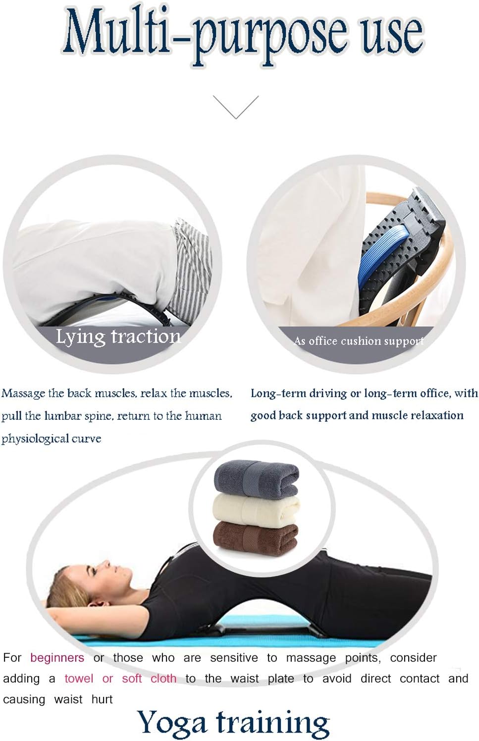 Back Stretching Device,Back Massager for Bed & Chair & Car,Multi-Level Lumbar Support Stretcher Spinal, Lower and Upper Muscle Pain Relief(Black/Blue): Health & Personal Care