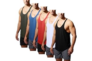 GYM REVOLUTION Men's 5 Pack Workout Fitness Tank Tops Muscle Gym Sleeveless Shirts