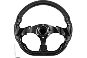 MOTAFAR Golf Cart Steering Wheel with Ergonomic Design Universal Fit for Golf Cart Club Car EZGO RXV & TXT, Yamaha, Precedent Tempo, DS(5156F-Black)