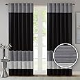 Madison Park Window Curtain Single Panel Faux Silk, Elegant Pleats, Rod Pocket Curtains for Living Room Privacy, Room Darkening Window Curtain for Bedroom and Dorm, Amherst, 84"L x 50"W, Black