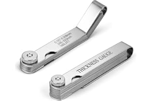 HOINY 2pcs Feeler Gauges Set Stainless Steel, 32 Straight & 16 Angled Blades, Dual Marked SAE/Metric Wider Range Spark Plug Gap Tool, Filler Gauges Kit for Valves, Automotive, Piston, Guitar