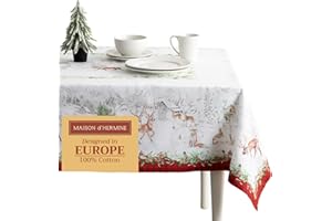 Maison d' Hermine Table Cloth Square Table 100% Cotton 60 x 60 Inches Fall Tablecloth Reusable Everyday Use for Thanksgiving 
