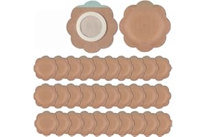 JAYRUIMICE 30 Pcs Disposable Castor Oil Patches,Spunlace Absorbent Wrap,Highly Absorbent,Leak-Proof,Self-Adhesive,No Wash,Breathable(Oil Not Included) (Flower Shape,Skin Color)