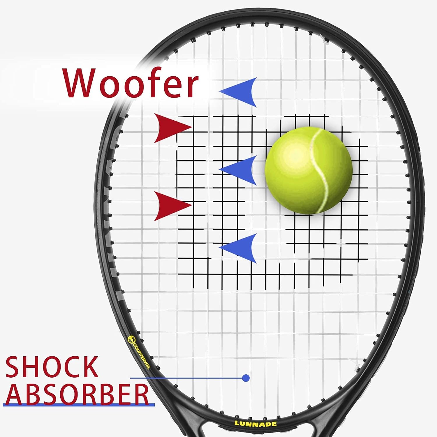 LUNNADE Adults Tennis Racket 27 Inch, Shockproof Carbon Fiber Tennis Racquet Light-Weight, Pre-Strung and Regrip, Suitable for Beginners to Intermediate Players : Sports & Outdoors