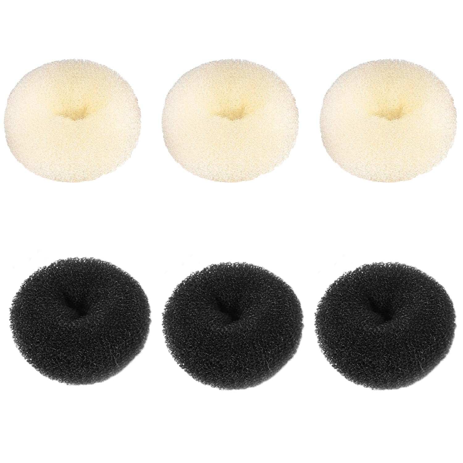 6 PCS Bun Maker Kit, Premium Chignon Rings for Girls & Kids - Hair Styling Donut Set for Ballet & Everyday Use (3 Sizes, Soft Foam, Beige/Black)