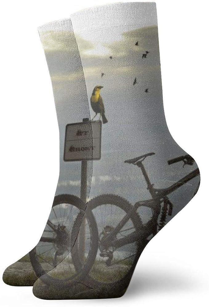 Walking Socks Pack Two Black Mountain Bikes Funny Socks Polyester
