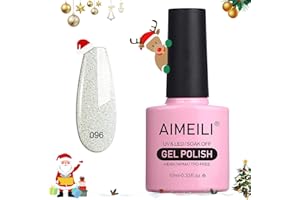 AIMEILI Soak Off U V LED Sparkle Gel Nail Polish - Dancing Little Snow (096) 10ml