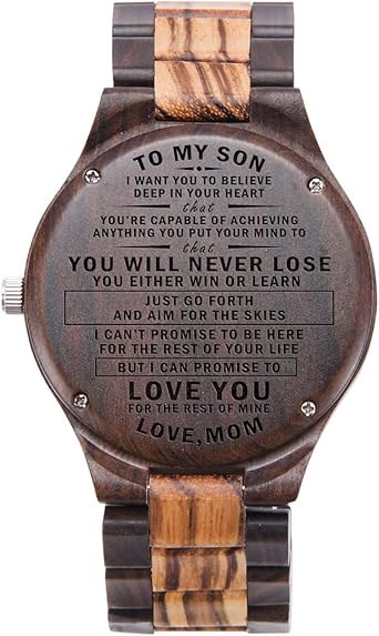 Amazon Com Engraved Wood Watches For Men Natural Zebra Wooden