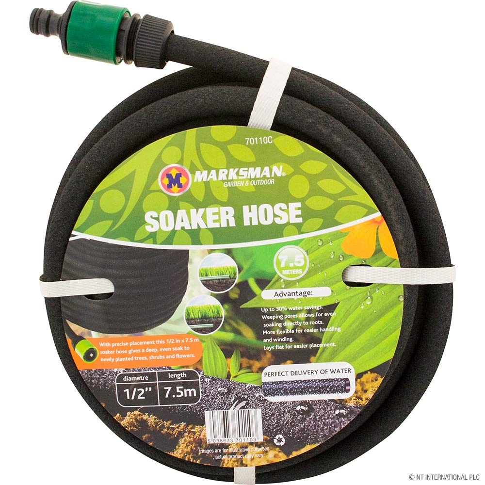7.5M Garden Drip Soaking Hose Porous Soaker Hose Automatic Gardening Hedge Lawn Irrigator System Easy Use Plant Watering Pipe Irrigation Hosepipe Comes with Connector