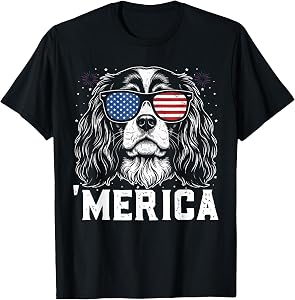Cavalier King Charles Merica 4th of July USA Dog Lover T-Shirt