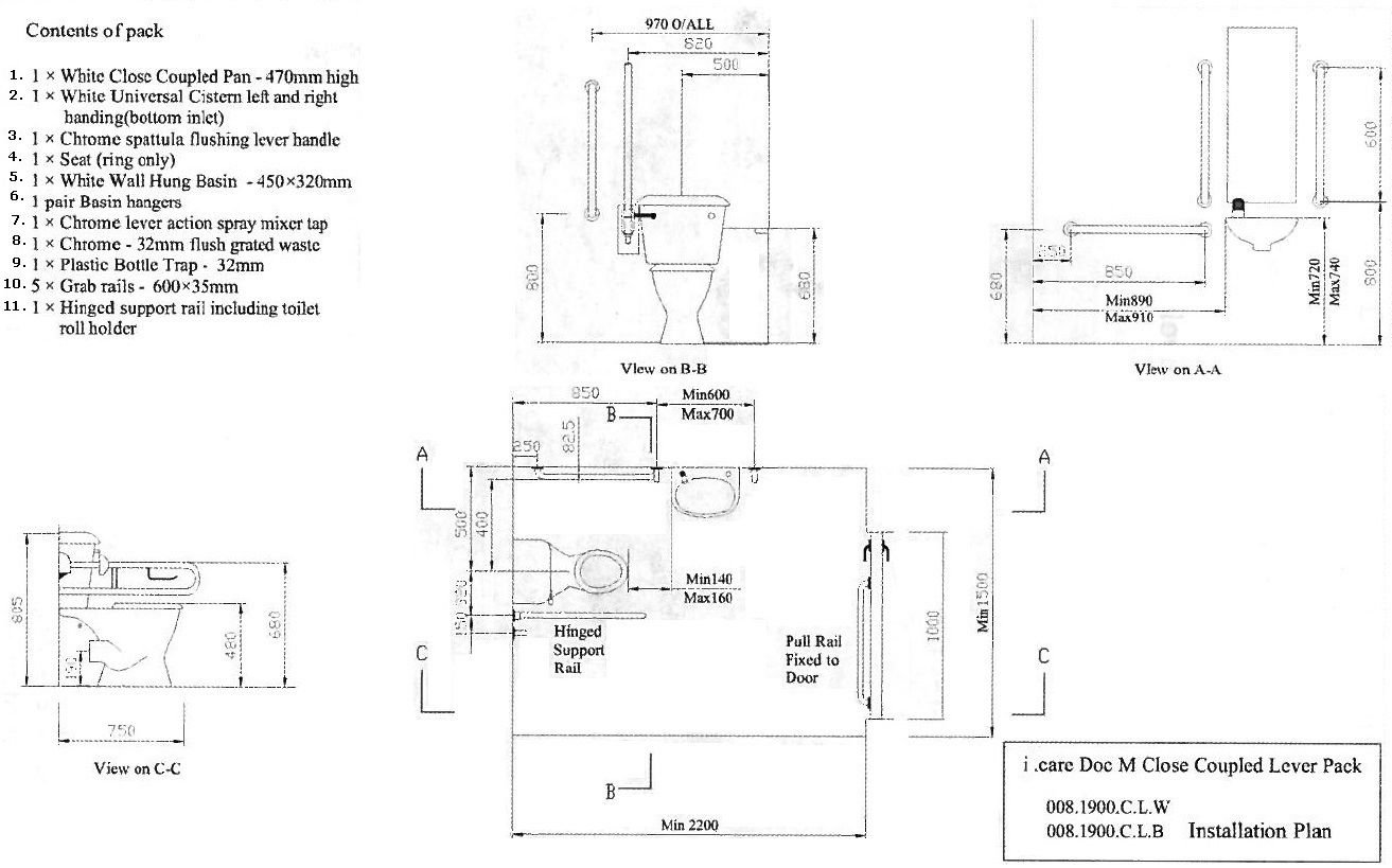 6 Grab Rails Basin Seat Waste EPLUMB I Care Disabled Bathroom Suite