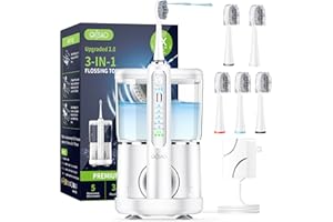 OILSAO Electric Toothbrush with Water Flosser,Professional Flossing Toothbrush Oral Irrigator Toothbrush Combo 2-in-1 Brushing & Flossing for Teeth Cleaning,White