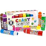 U.S. Art Supply 8 Color Crazy Dots Markers - Children's Washable Easy Grip Non-Toxic Paint Marker Daubers