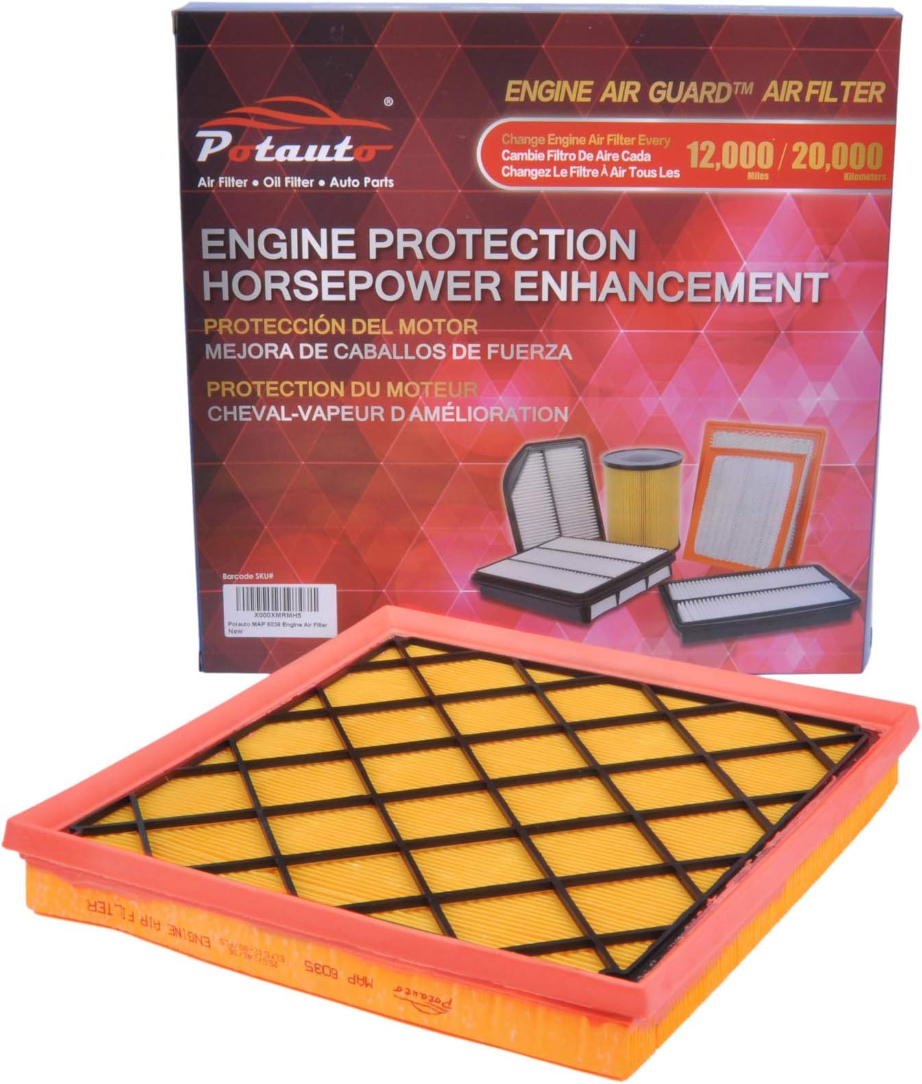 POTAUTO MAP 6035 (5-Pack) Engine Air Guard Filter Compatible Aftermarket Replacement Part