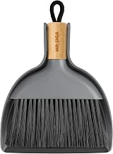 MR.SIGA Mini Dustpan and Brush Set Bamboo Handle Grey