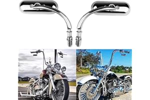YOUNDERM Motorcycle Rearview Mirrors Mini Oval 8MM for Harley Davidson Road King Street Glide Electra Dyna Sportster Softail 