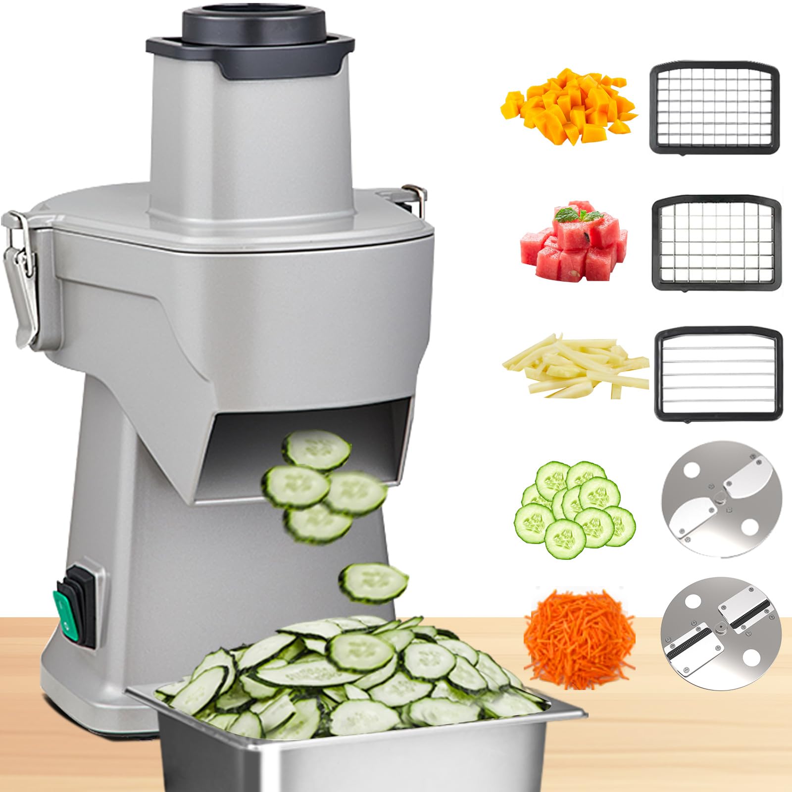Photo 1 of TERUISI 4-In-1 Electric Vegetable Chopper, 200W Vegetable Slicer Food Processor, Veggie Food Cutter With Slicing Shredding Dicing And Striping Function For Commercial Home Use