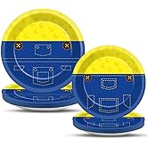 Justforjoyful 48Pcs Yellow Cartoon Paper Plates Yellow Cartoon Dinner Plates Party Decoration Disposable Party Dinnerware Tableware Set for Birthday Baby Shower Table Decoration