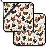 Rooster Chicken Farm Pot Holder Set of 2,Heat Resistant Potholders Oven Hot Pads for Kitchen Cooking Baking BBQ