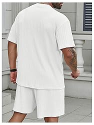 RoseSeek Men's 2 Piece Outfits Textured Drop