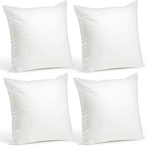 Foamily Set of 4-20 x 20 Premium Hypoallergenic Stuffer Pillow Inserts Sham Square Form Polyester, 20" L X 20" W, Standard/White