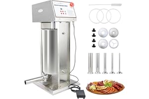 Hakka Electric Sausage Stuffer, 15L/30Lb Vertical Sausage Maker with 4 S/S Tubes, Commercial Sausage Filler for Restaurant/Ho