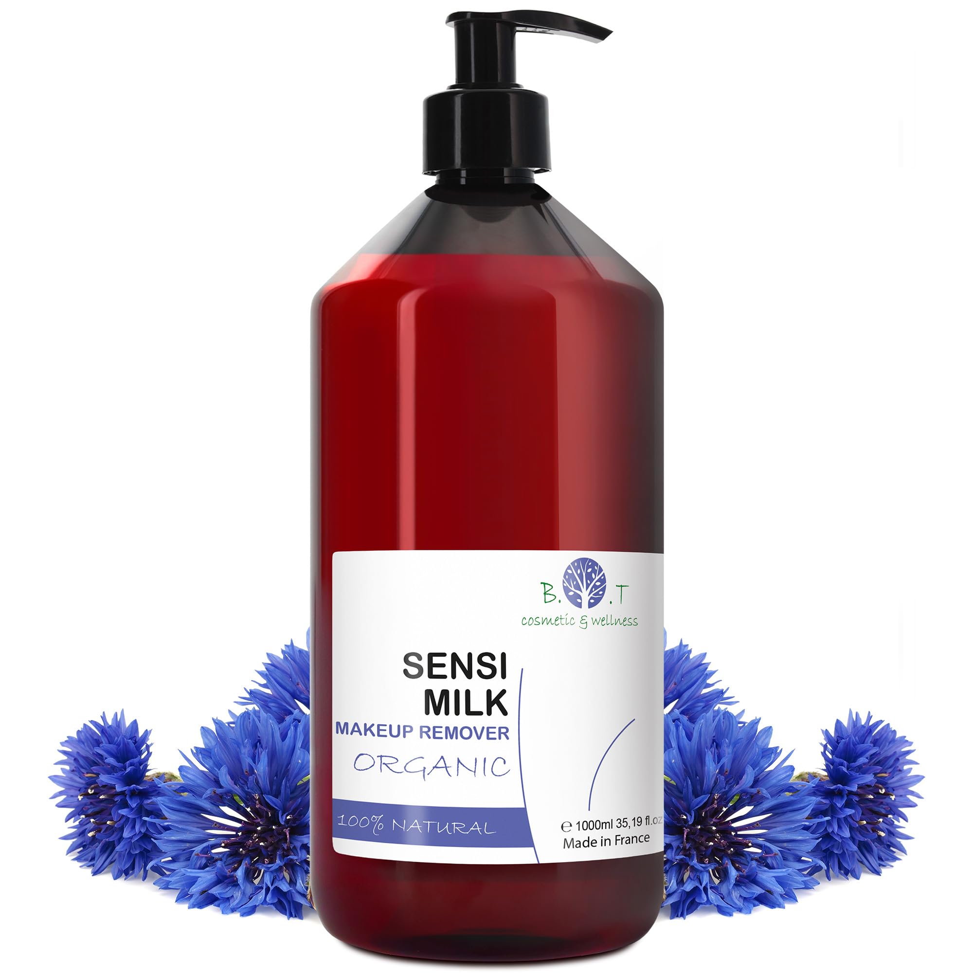 SensiMilk - Natural Micellar Milk with Ceramides, Powerful Facial Cleanser, Makeup Remover, Sensitive Skin Friendly, Hydrating, Non-Greasy, 35.19 fl oz