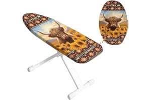 Hinthetall Yak Ironing Board Cover and Pad, Sunflower Iron Board Cover Non-Slip Thick Ironing Board Protective Guard Stretchy