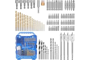 Bielmeier 100-Piece Drill Bit Set, High-Speed Steel Titanium Drill and Screwdriver Bit Set with Case for Metal, Wood and Masonry, Suitable for Professional Work, it Matches All Drills on The Market
