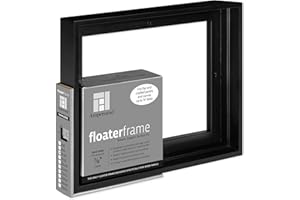 Ampersand Art Supply Floaterframe Readymade Frame for Flat and 7/8" Deep Wood Panel and Canvas Artwork, Paintings, Prints, and More, 8"x10", Black Thin