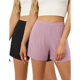 LOMON Women's Pajama Boxer Shorts 2026 Casual Summer Fall Comfy Lounge Shorts High Waist Pj Sleepwear Stretch Sleep Bottoms