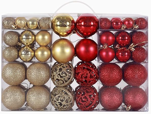 Gomaihe Delicate Boules De Noel Rouge Et Or 100 Pcs