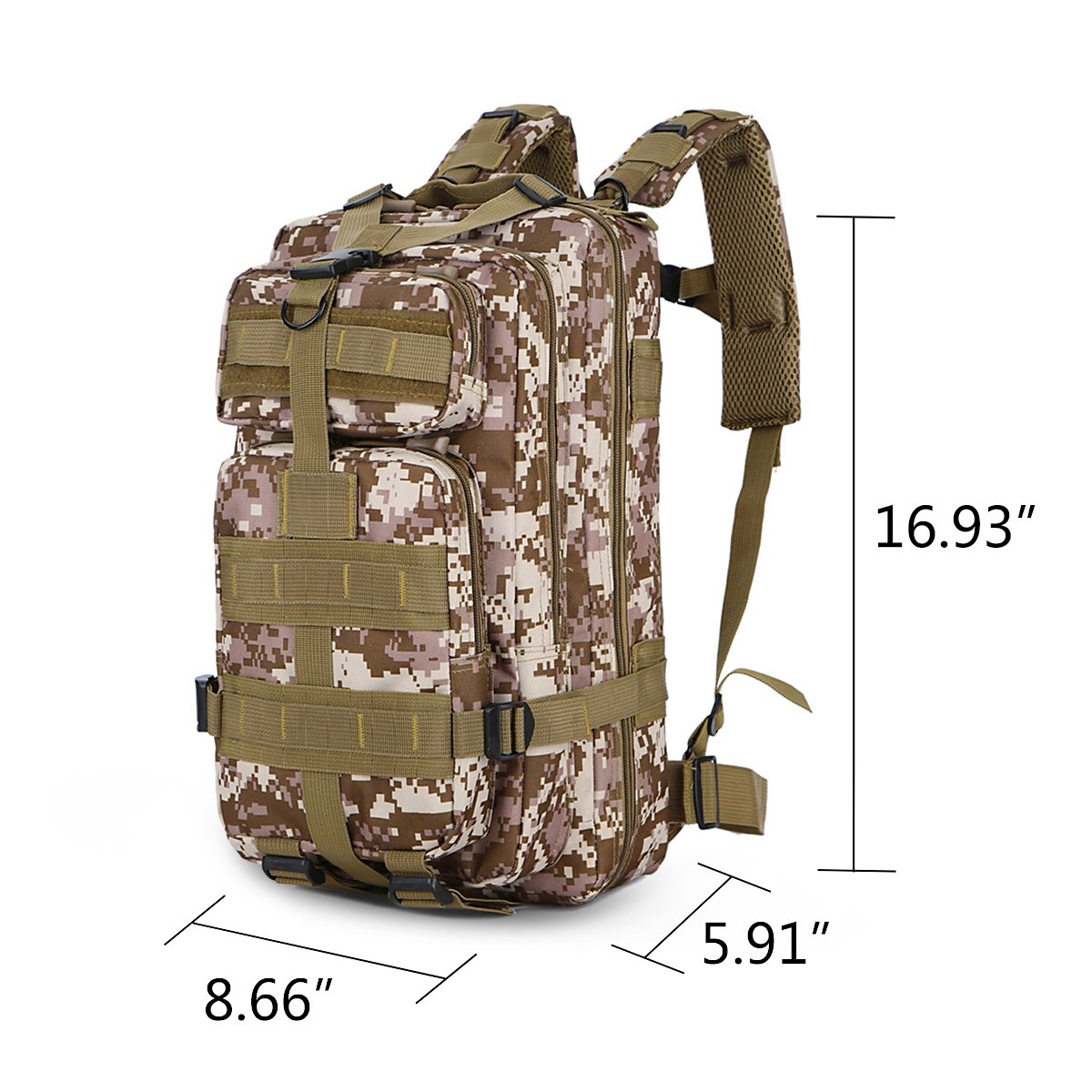 30L Military Tactical Backpack Waterproof Outdoor Bag for Hiking Camping Climbing Trekking Travel Daypack Size 8.6\'\'x 5.9\'\'x 16.9\'\' (Camouflage2)