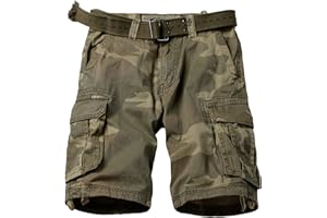 GSGGIG Mens Cargo Shorts Relaxed Fit Classic Outdoor Camo Cotton Twill Work Casual Shorts with 6 Pockets No Belt